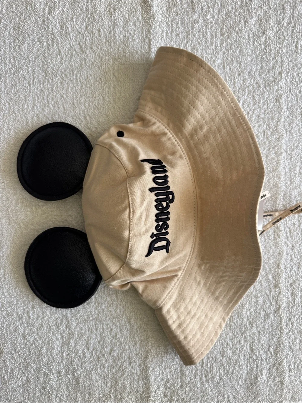 Disney Disneyland Beige Bucket Hat with Black Mickey Ears